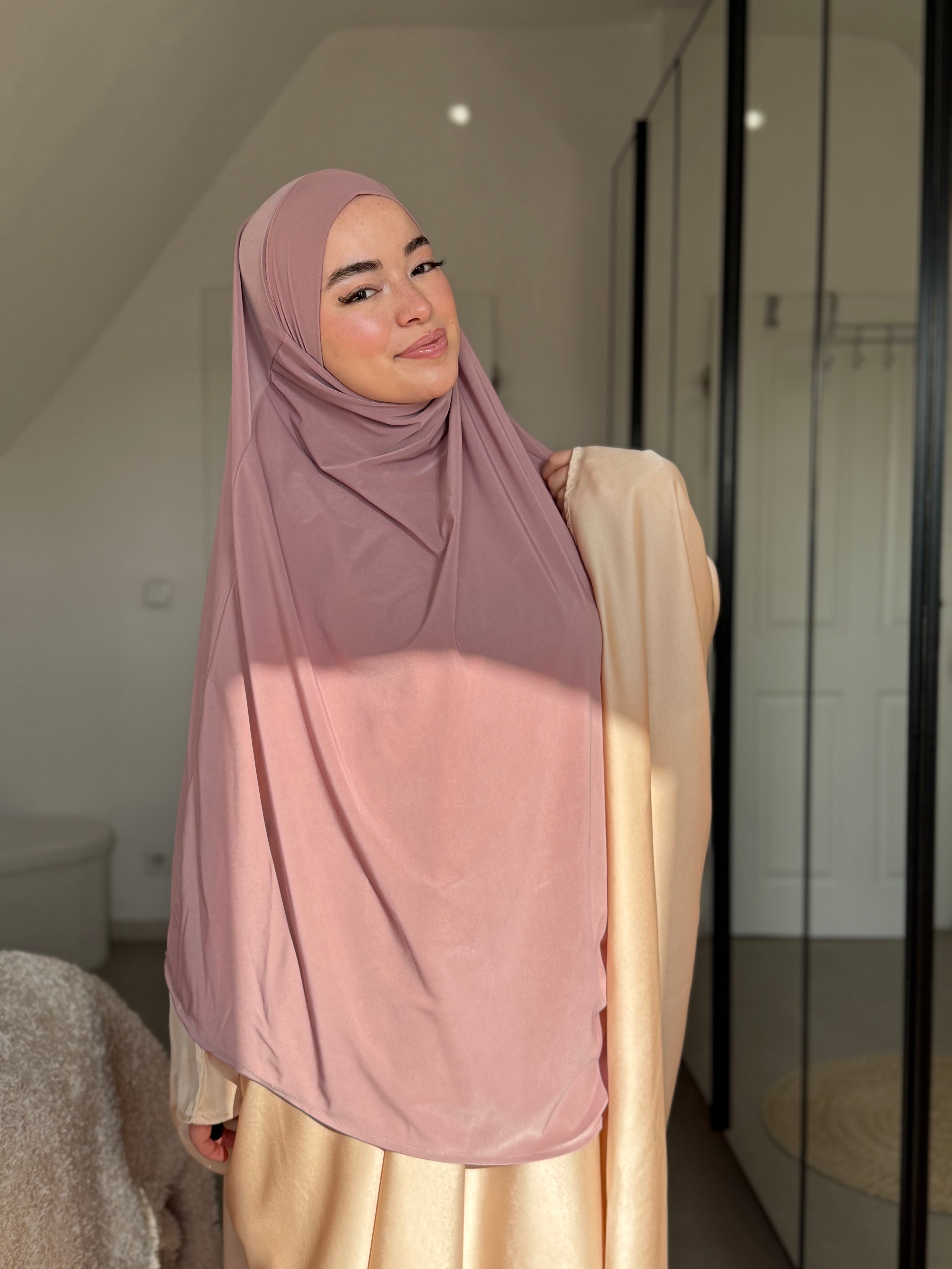 Abaya Satin & Khimar Jersey Set