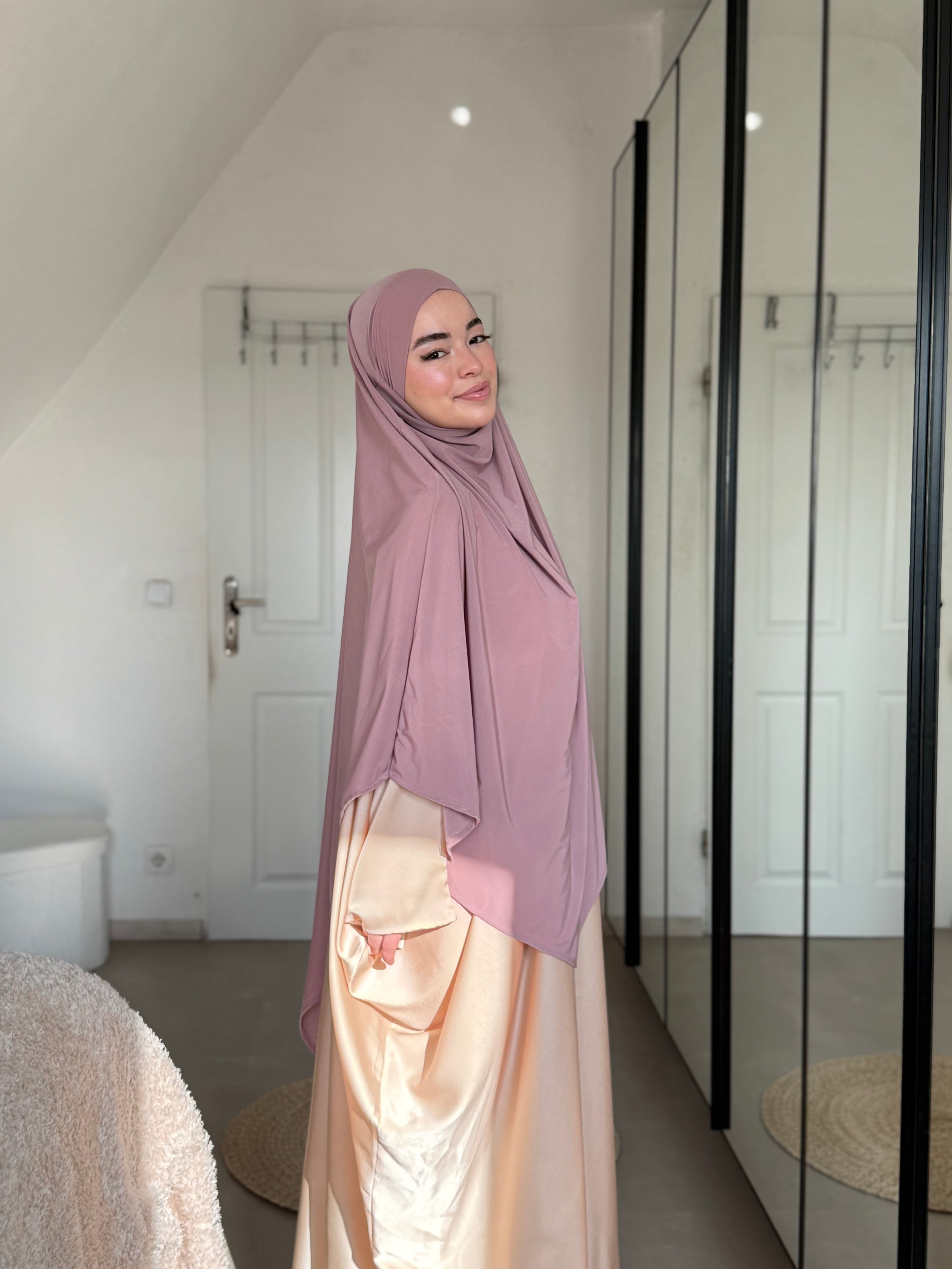 Abaya Satin & Khimar Jersey Set