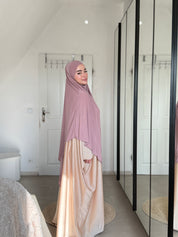Abaya Satin & Khimar Jersey Set