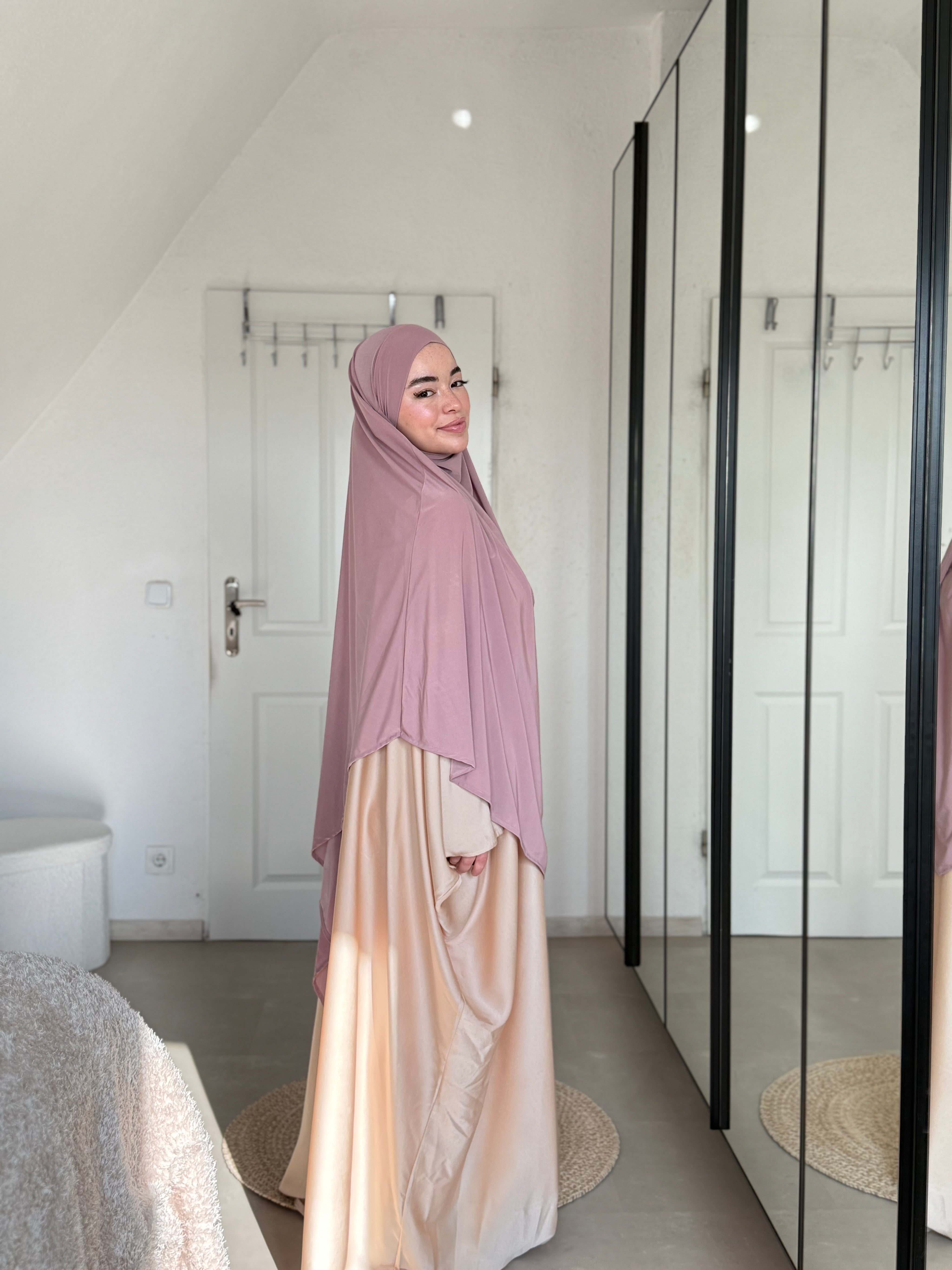 Abaya Satin & Khimar Jersey Set