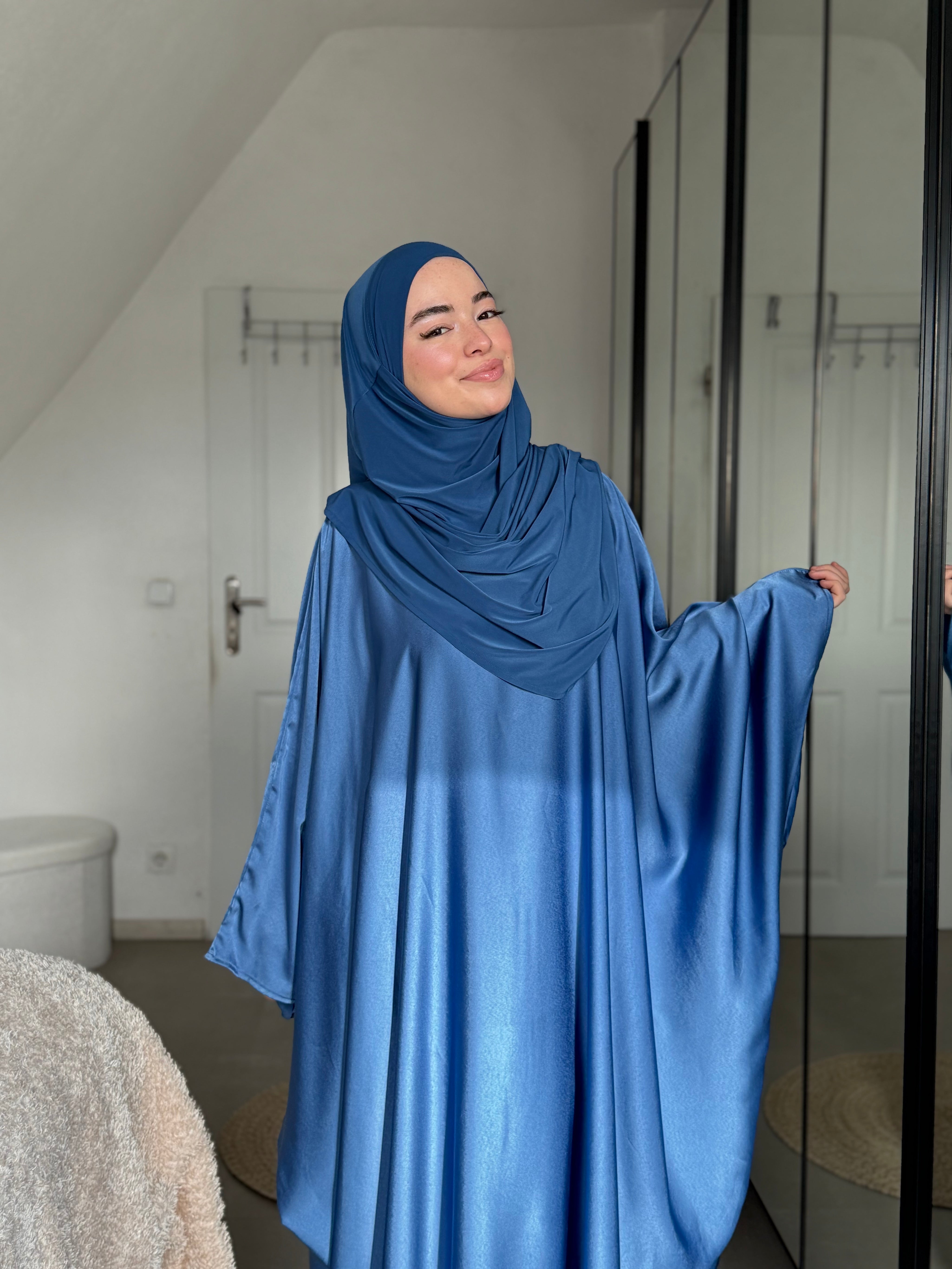 Abaya Satin & Khimar Jersey Set