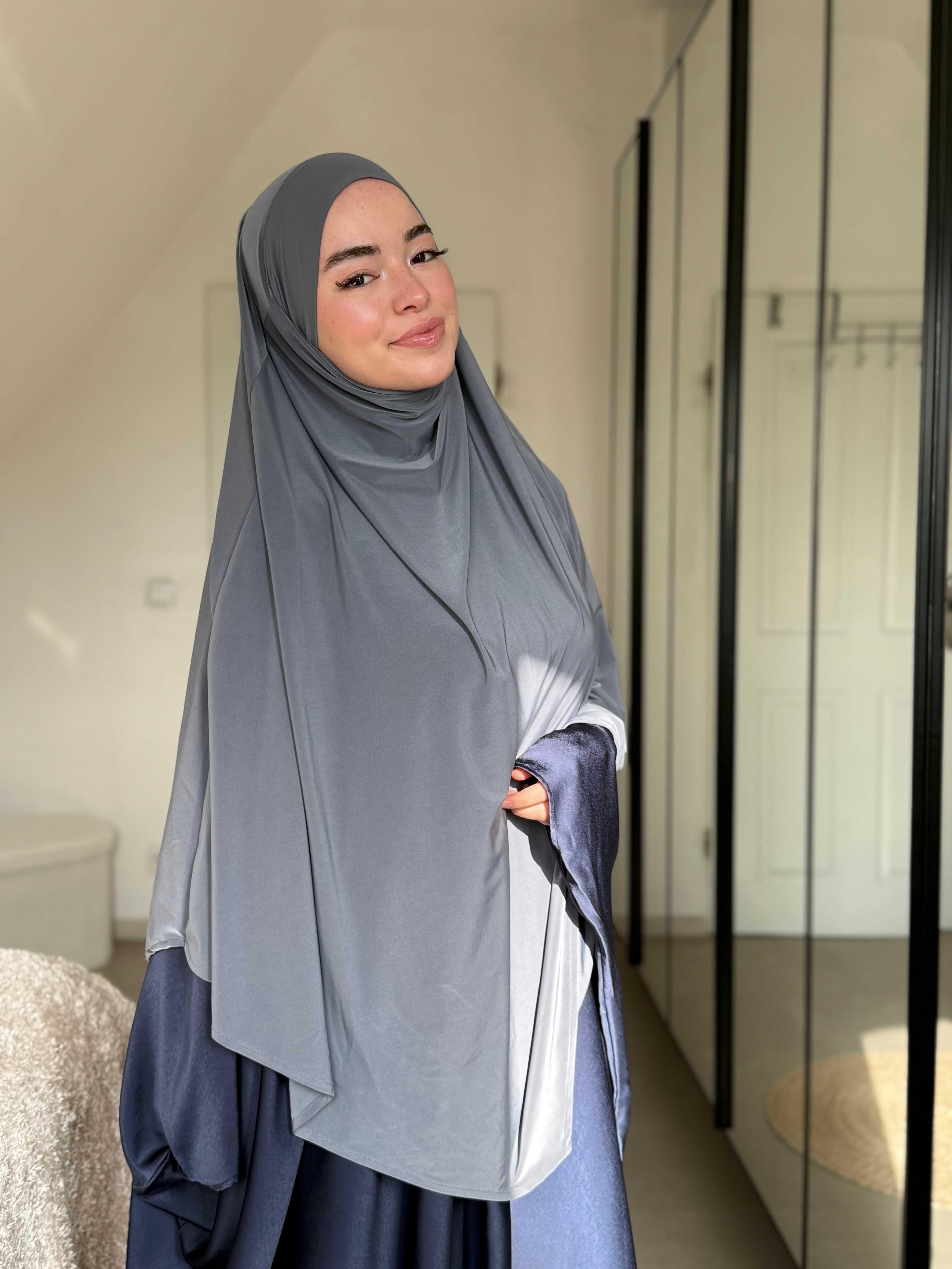 Abaya Satin & Khimar Jersey Set