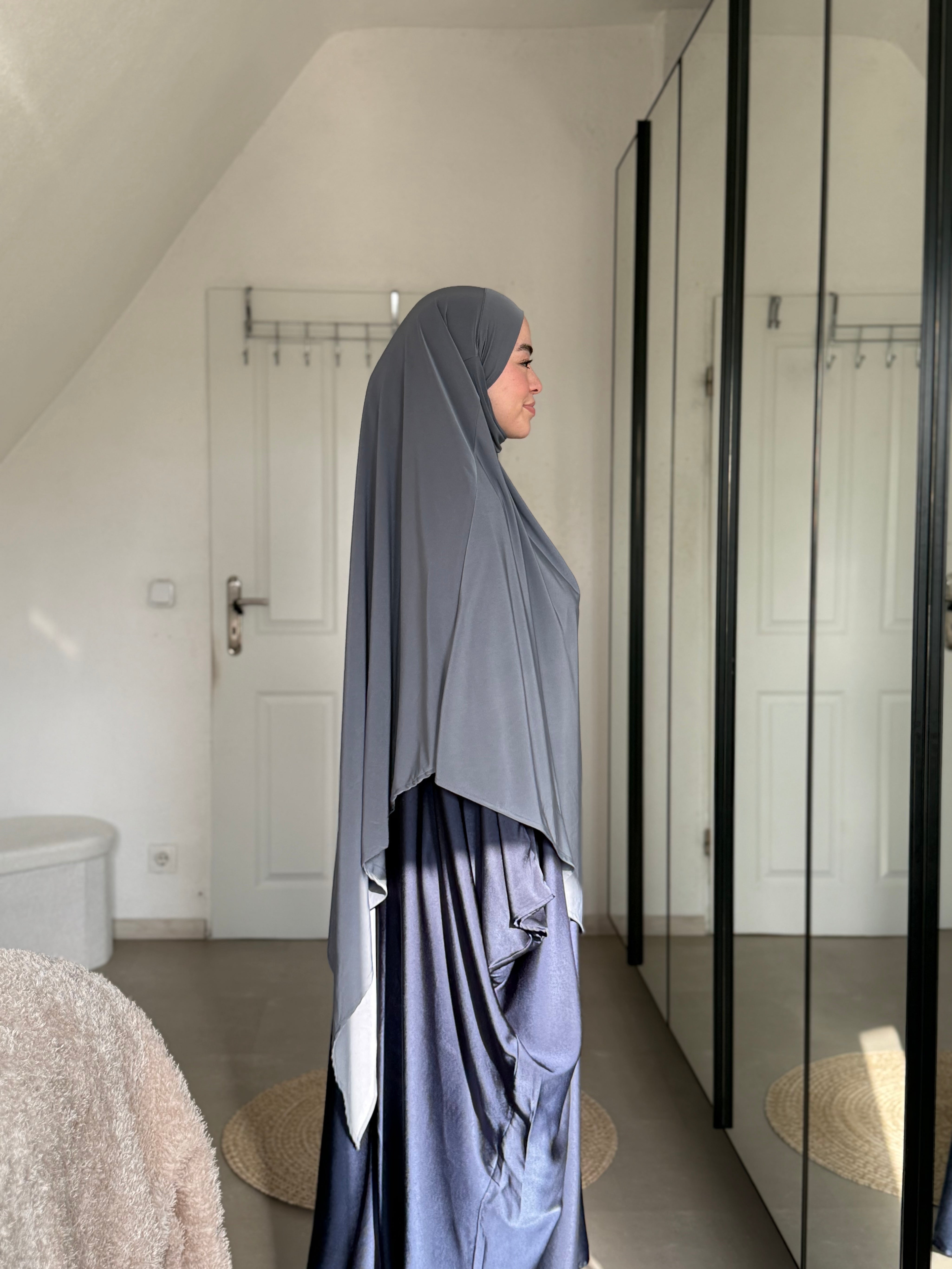 Abaya Satin & Khimar Jersey Set