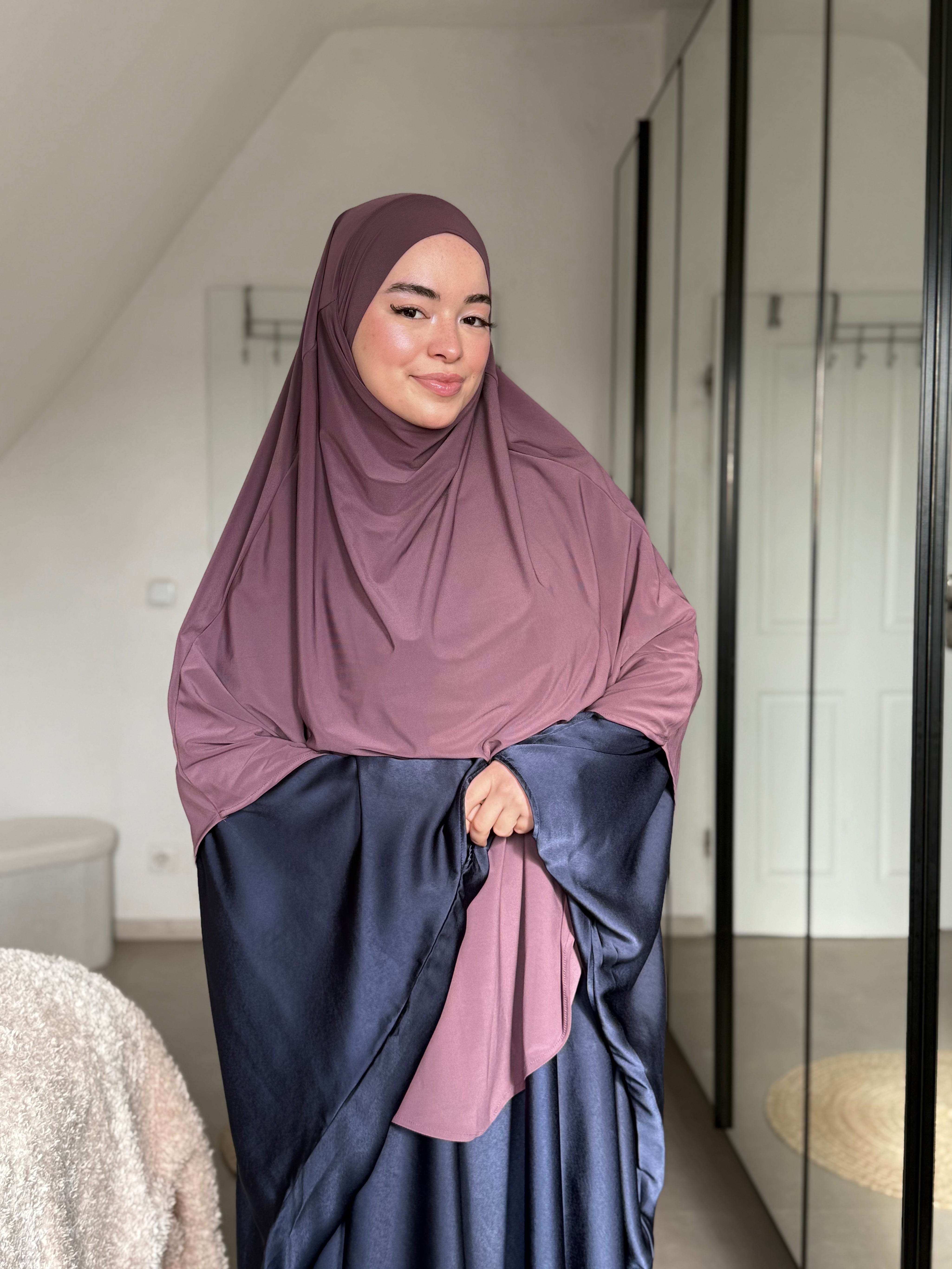 Abaya Satin & Khimar Jersey Set