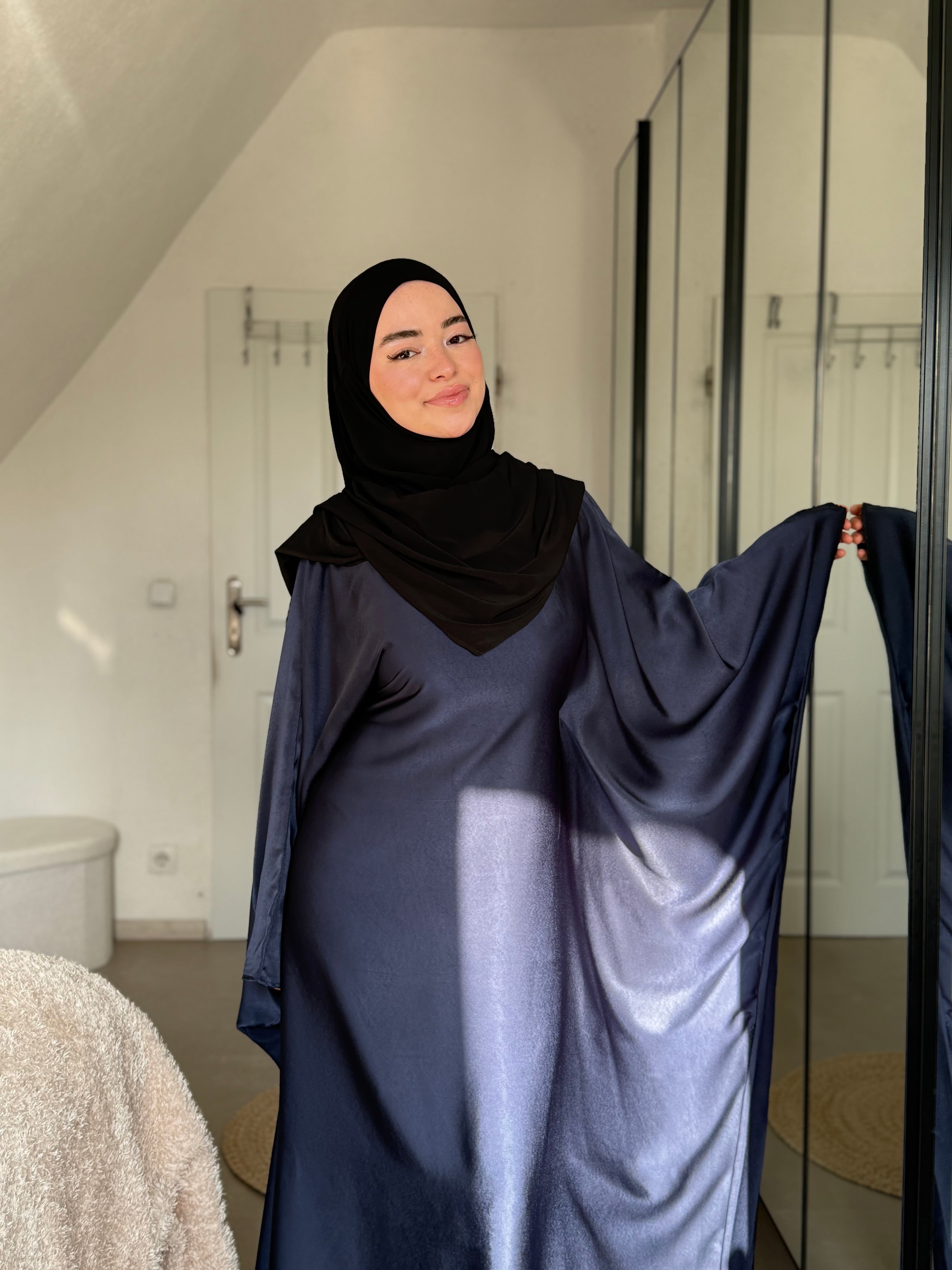Abaya Satin & Khimar Jersey Set