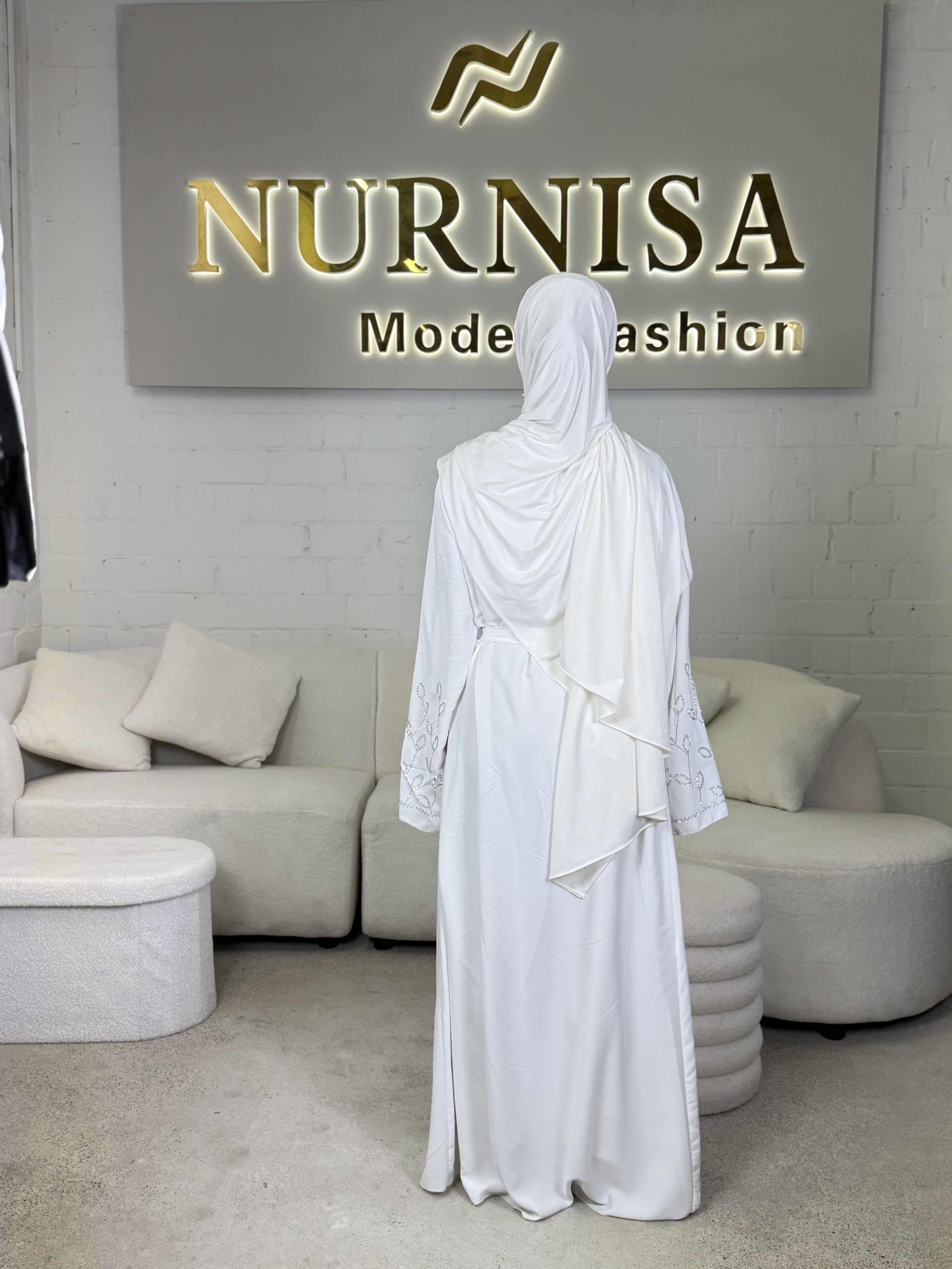 Strass Abaya Kleid mit Gürtel – Glam Belt Edition