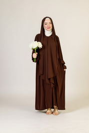 Abaya Nur mit integriertem Hijab, Sandy