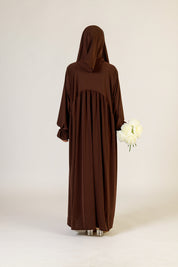 Abaya Nur mit integriertem Hijab, Sandy