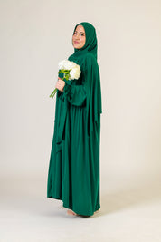 Abaya Nur mit integriertem Hijab, Sandy