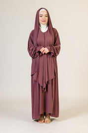Abaya Nur mit integriertem Hijab, Sandy
