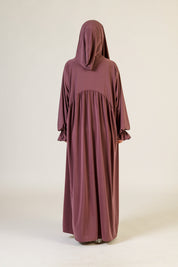 Abaya Nur mit integriertem Hijab, Sandy