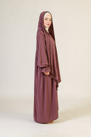 Abaya Nur mit integriertem Hijab, Sandy