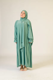 Abaya Nur mit integriertem Hijab, Sandy