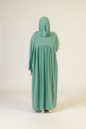 Abaya Nur mit integriertem Hijab, Sandy