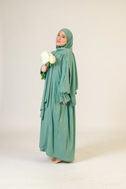 Abaya Nur mit integriertem Hijab, Sandy