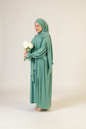 Abaya Nur mit integriertem Hijab, Sandy