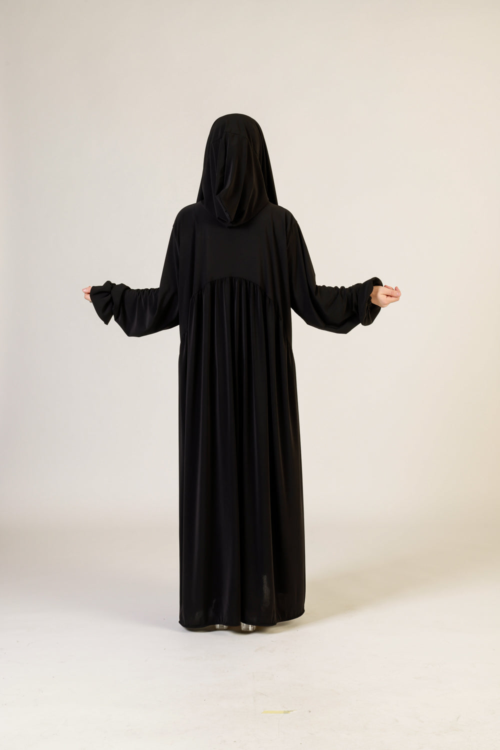 Abaya Nur mit integriertem Hijab, Sandy
