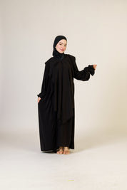 Abaya Nur mit integriertem Hijab, Sandy