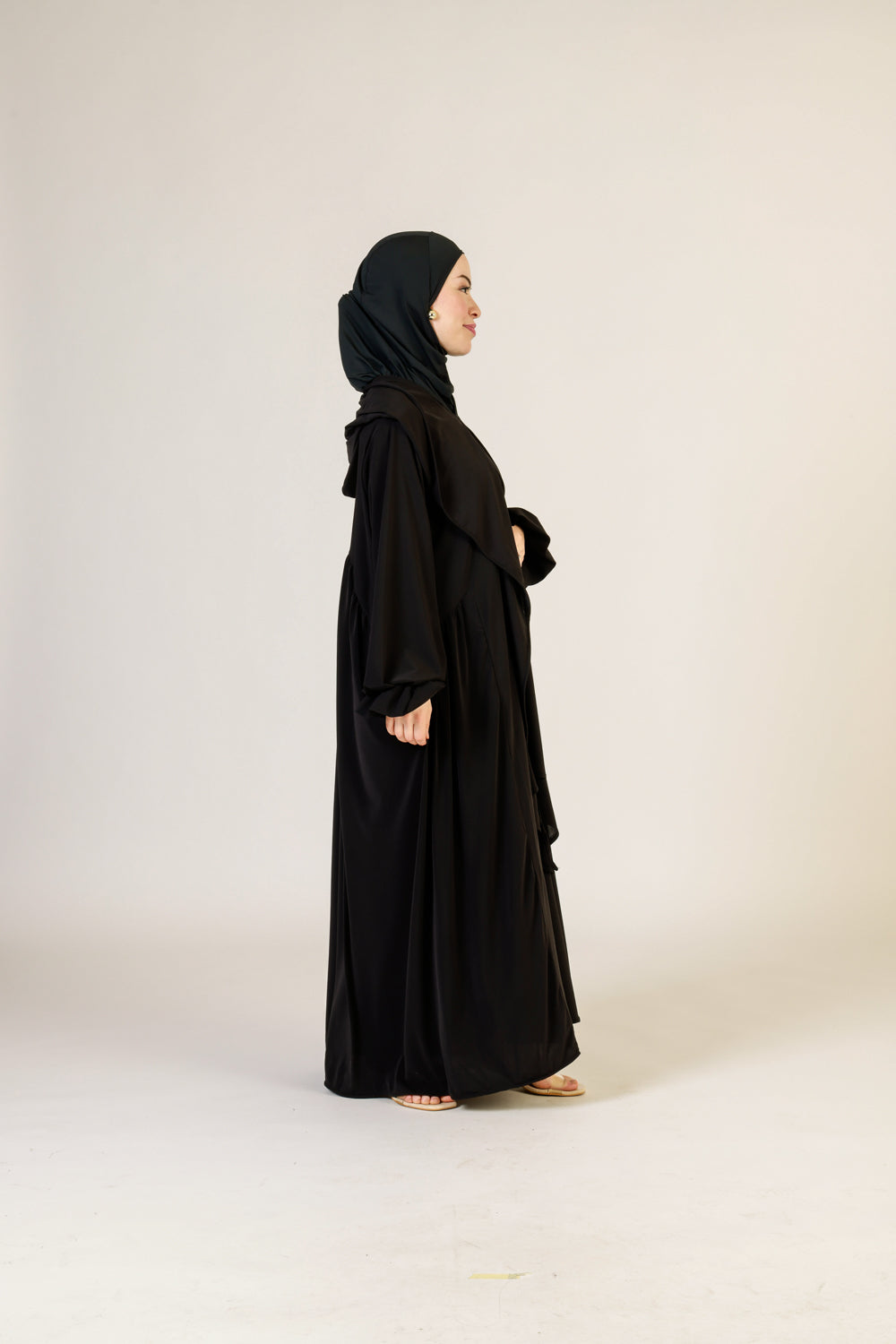 Abaya Nur mit integriertem Hijab, Sandy