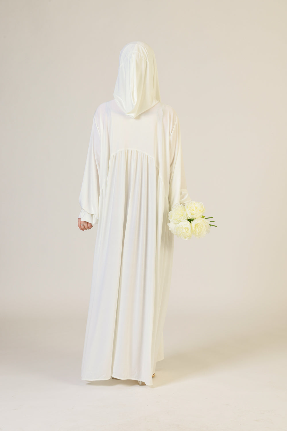 Abaya Nur mit integriertem Hijab, Sandy