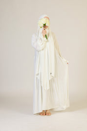 Abaya Nur mit integriertem Hijab, Sandy