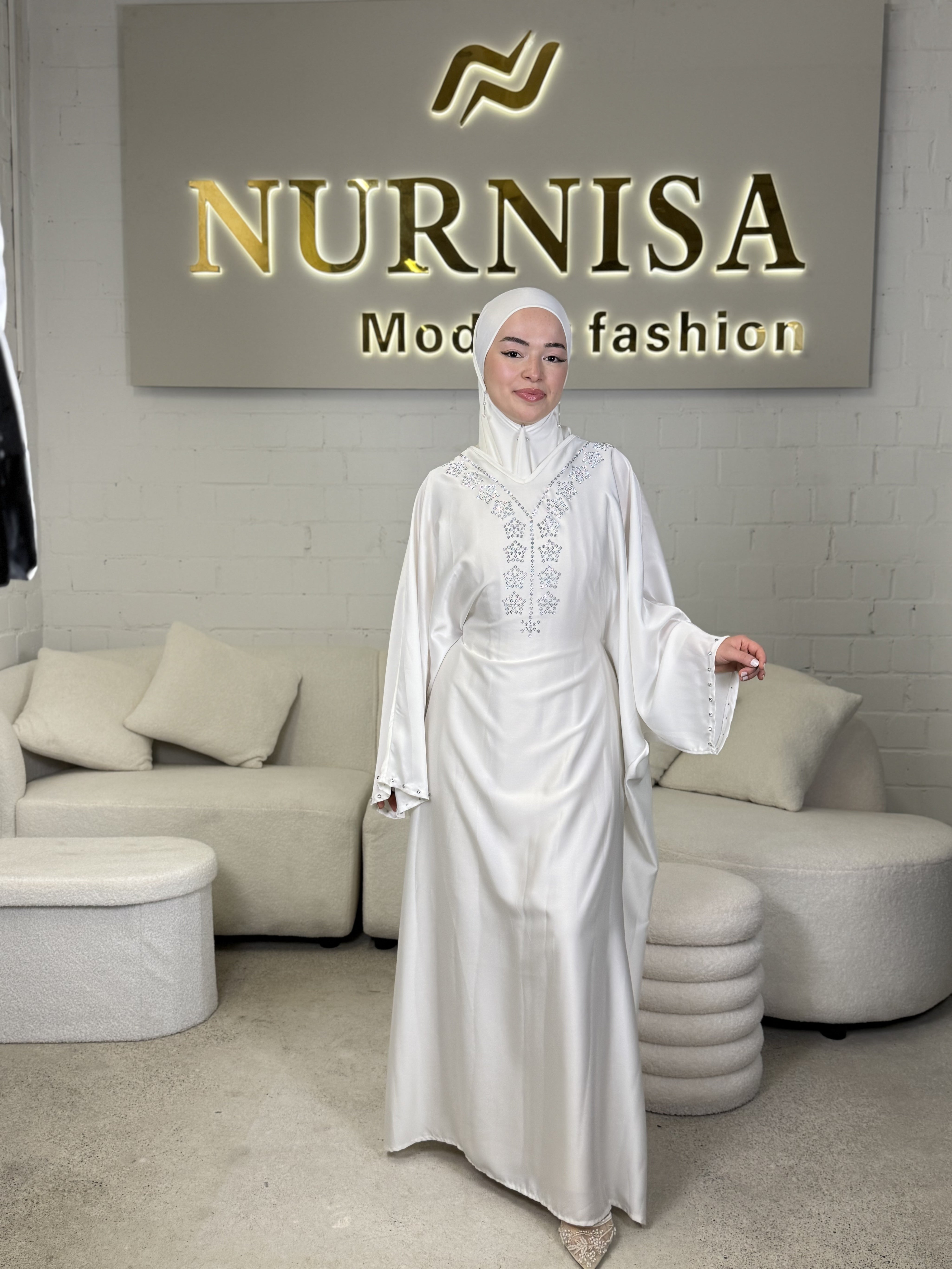 Luxury Butterfly Abaya – Stone Detail Design
